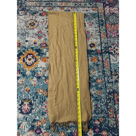 Cashmink V. Fraas Acrylic Scarf Tan Fringe Made In Germany - Picture 3 of 4